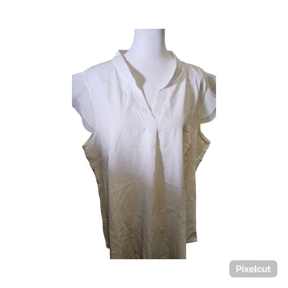NWOT Size Size XL Allegra K V Neck Ruffle Cap Sleeves Solid White Top - Picture 5 of 11